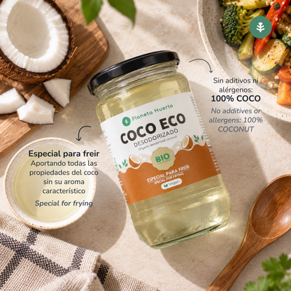 Pack 2x Aceite de coco desodorizado ECO Planeta Huerto 500 ml