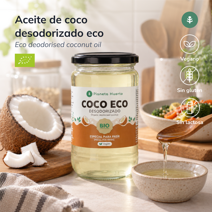 Pack 2x Aceite de coco desodorizado ECO Planeta Huerto 500 ml