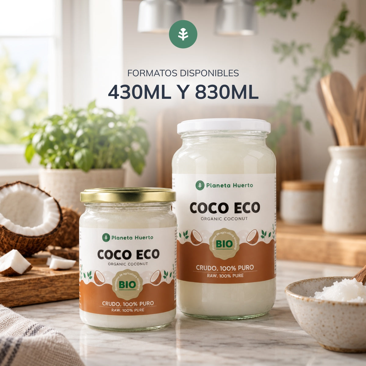 Pack 3x Aceite de coco ECO Planeta Huerto 860 ml