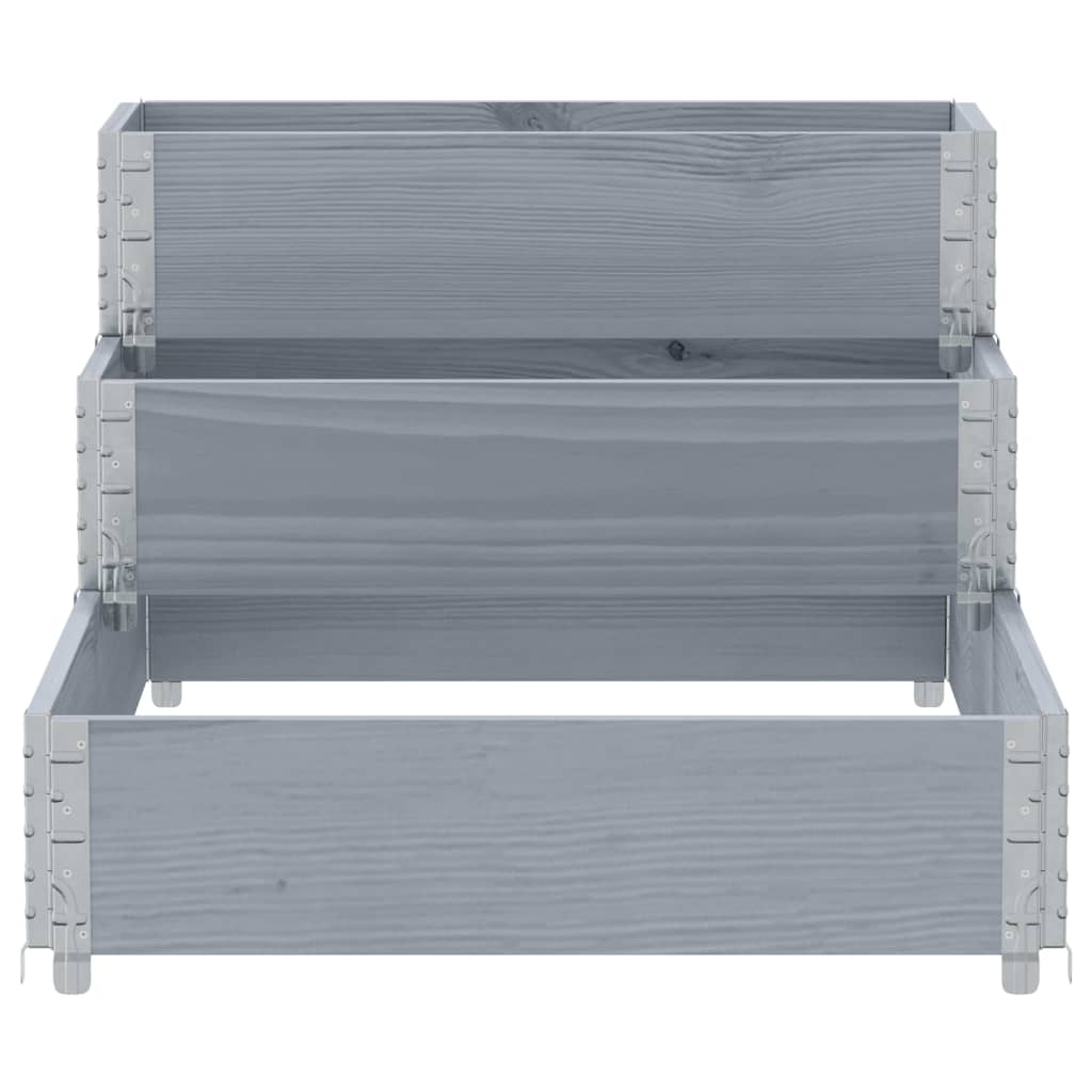 Arriate Elevado De 3 Niveles Madera Maciza Pino Gris 120x80 Cm_3