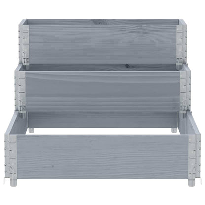 Arriate Elevado De 3 Niveles Madera Maciza Pino Gris 120x80 Cm_3