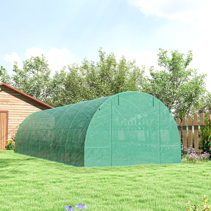 Outsunny Invernadero De Túnel 8x3x2 M Con 12 Ventanas Cubierta Pe Cultivo Verde_3