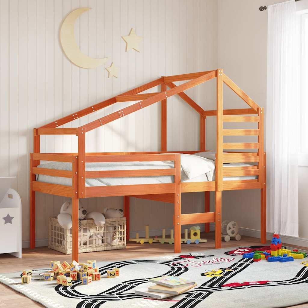 Techo De Cama Infantil Madera Maciza Pino Marrón 188x97x113 Cm_1