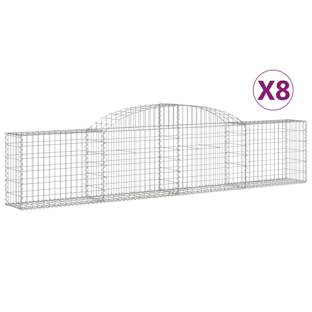 Cestas De Gaviones 8 Uds Forma De Arco Hierro 300x30x60/80 Cm_0