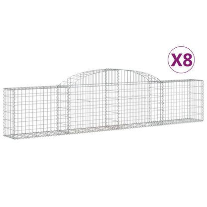 Cestas De Gaviones 8 Uds Forma De Arco Hierro 300x30x60/80 Cm_0