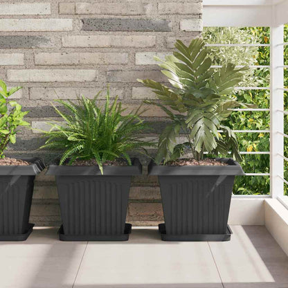 Maceta Cuadrada Para Flores 6 Uds. Negro 33 X 33 X 26 Cm_1