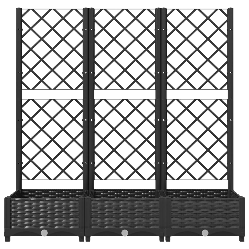 Jardinera De Jardín Con Enrejado, Color Negro, 120 X 40 X 121,5 Cm, Pp_2