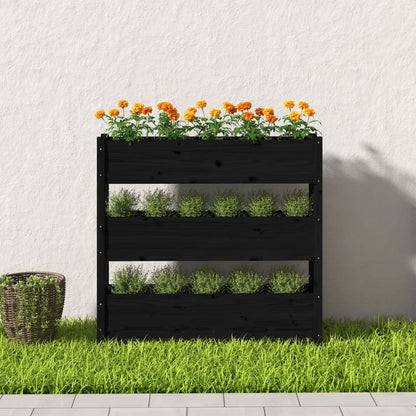 Jardinera De Madera Maciza De Pino Negro 112x25x104,5 Cm_2