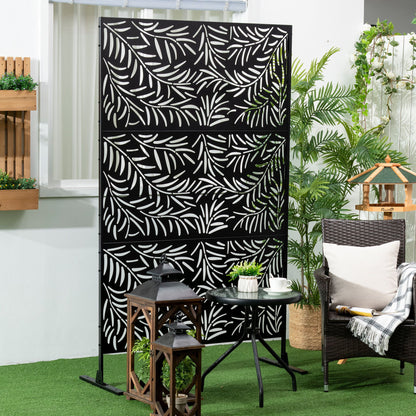 Outsunny Biombo Para Exterior De 3 Piezas Con Diseño De Hoja De Mimbre Negro_1