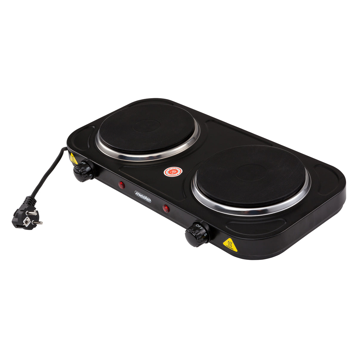 Hornillo Eléctrico Doble, Zonas Cocinado 15,4 Cm, 2 Termostatos Regulación Continua Mesko Ms 6509 Negro_2