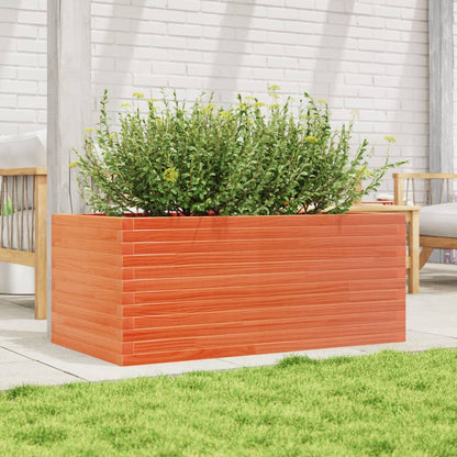 Jardinera De Madera Maciza De Pino Marrón Cera 110x60x46 Cm_2