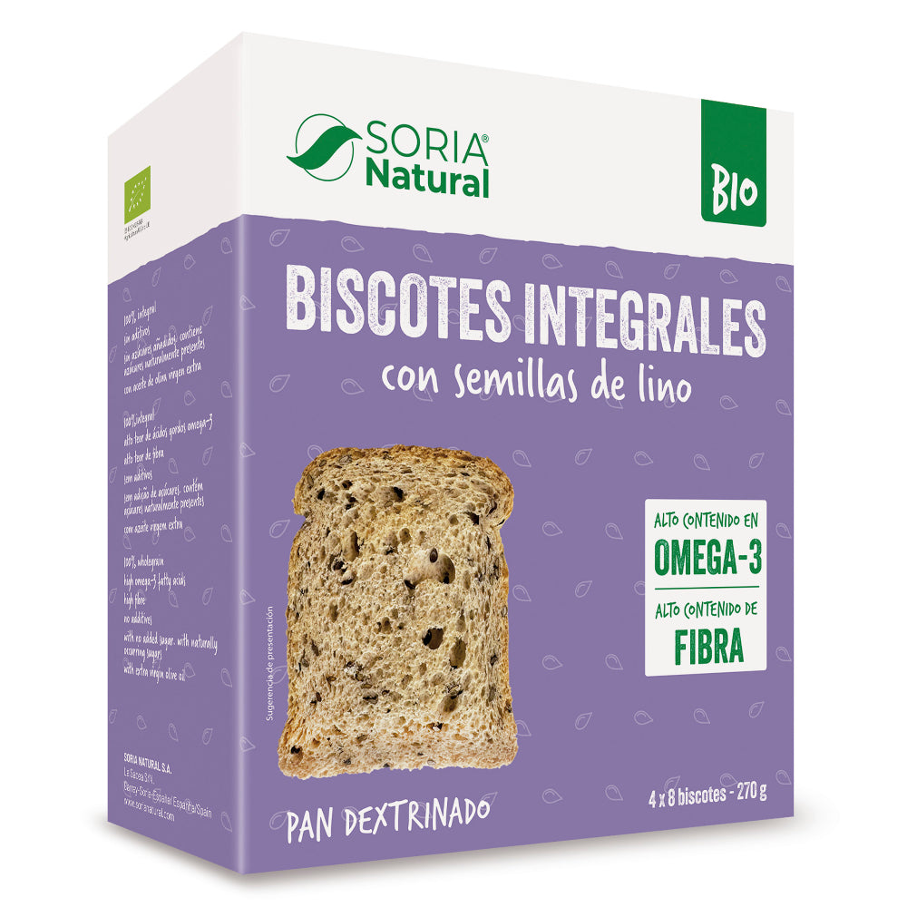 Biscotes integrales con semillas de lino SORIA NATURAL 270 g