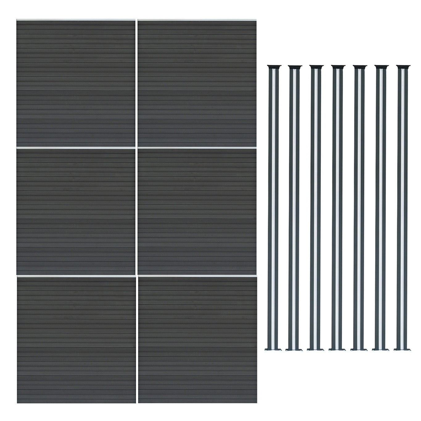 Vallas Para Exteriores De Wpc Y Aluminio - 6x Paneles + 7x Postes | Gris_0