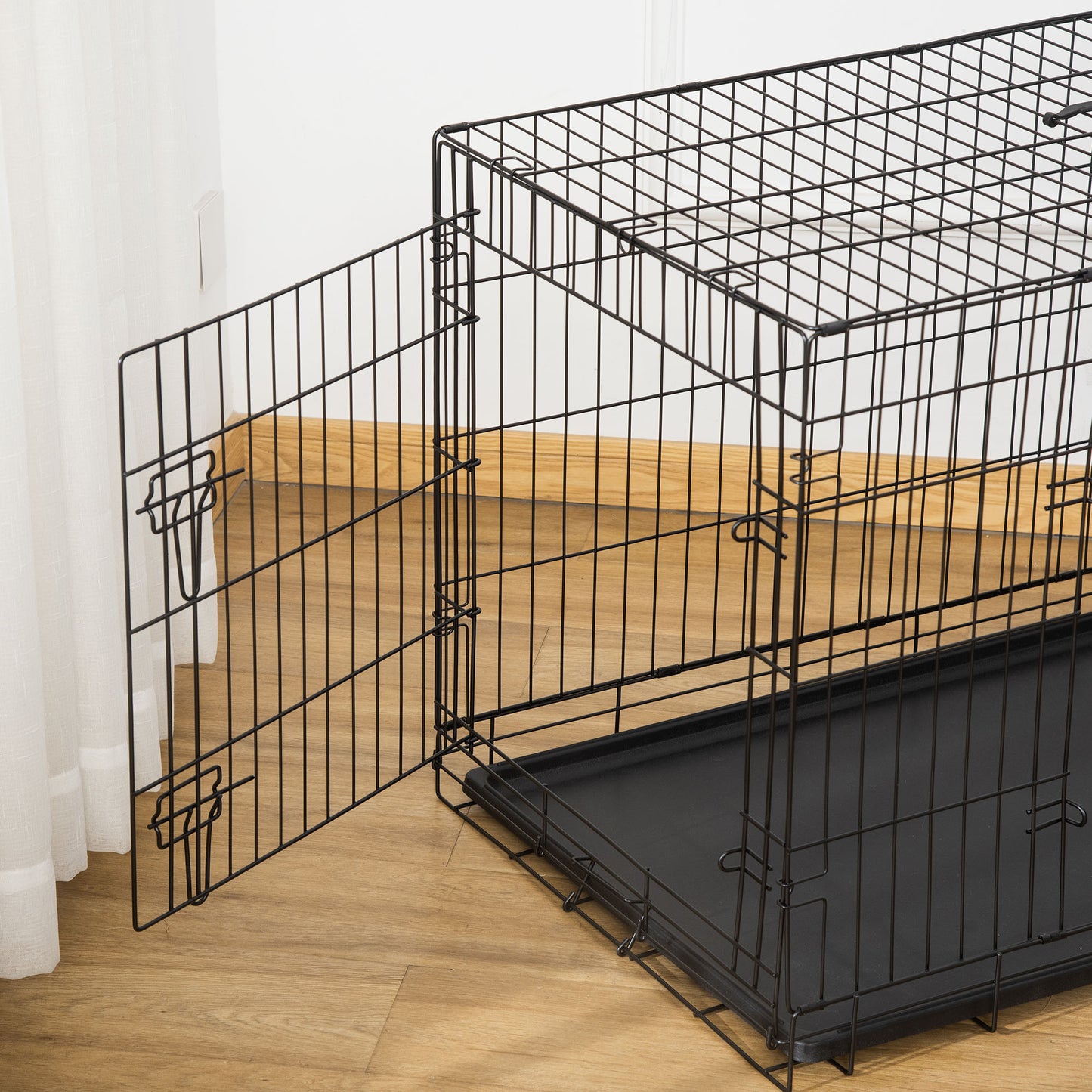 Pawhut Transportín Jaula De Transporte De Metal Para Perro 90x57,5x62 Cm Negro_4