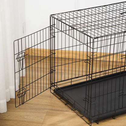 Pawhut Transportín Jaula De Transporte De Metal Para Perro 90x57,5x62 Cm Negro_4