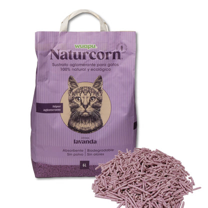 Sustrato Absorbente Wuapu Naturcorn Lavanda En Pelet Biodegradable Para Gato 6 Uds 6l_1