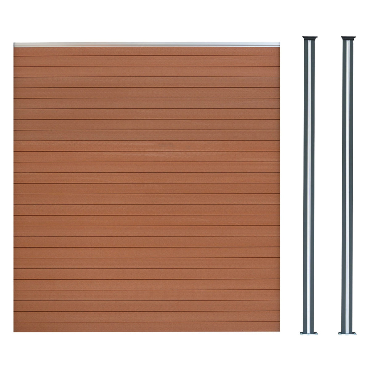 Vallas Para Exteriores De Wpc Y Aluminio - 1x Panel + 2x Postes | Marrón_0