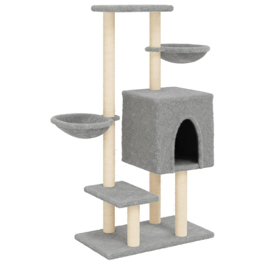 Rascador Para Gatos Con Postes De Sisal Gris Claro 117 Cm_0