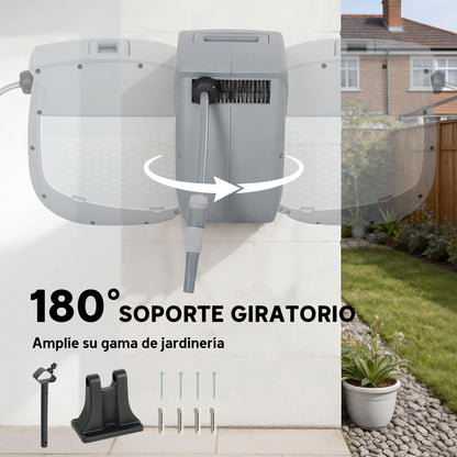 Enrollador De Manguera Outsunny Pp Gris 52x22x35 Cm_5