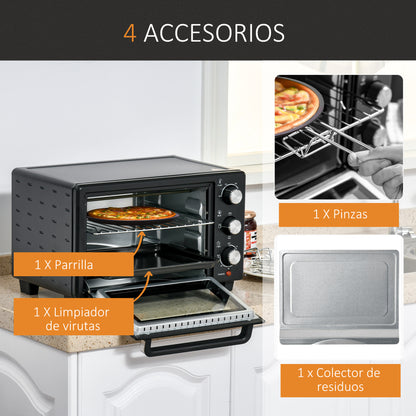 Homcom Horno Eléctrico De Sobremesa De 21l 1400w Con Temporizador Negro_5