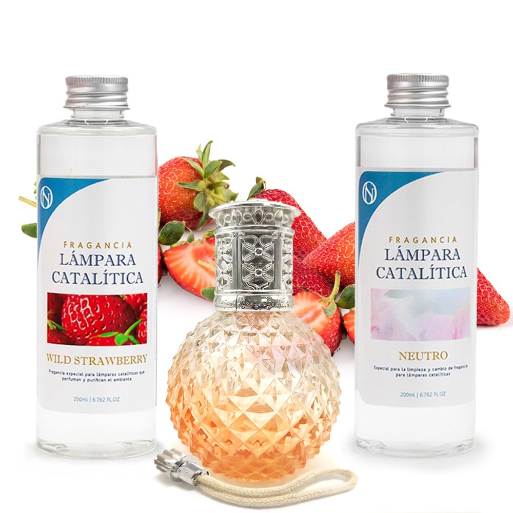 Pack Lámpara Catalítica Orange Diamonds + Fragancia Wild Strawberry 200ml + Limpiador Neutro 200ml + Mecha Repuesto_0