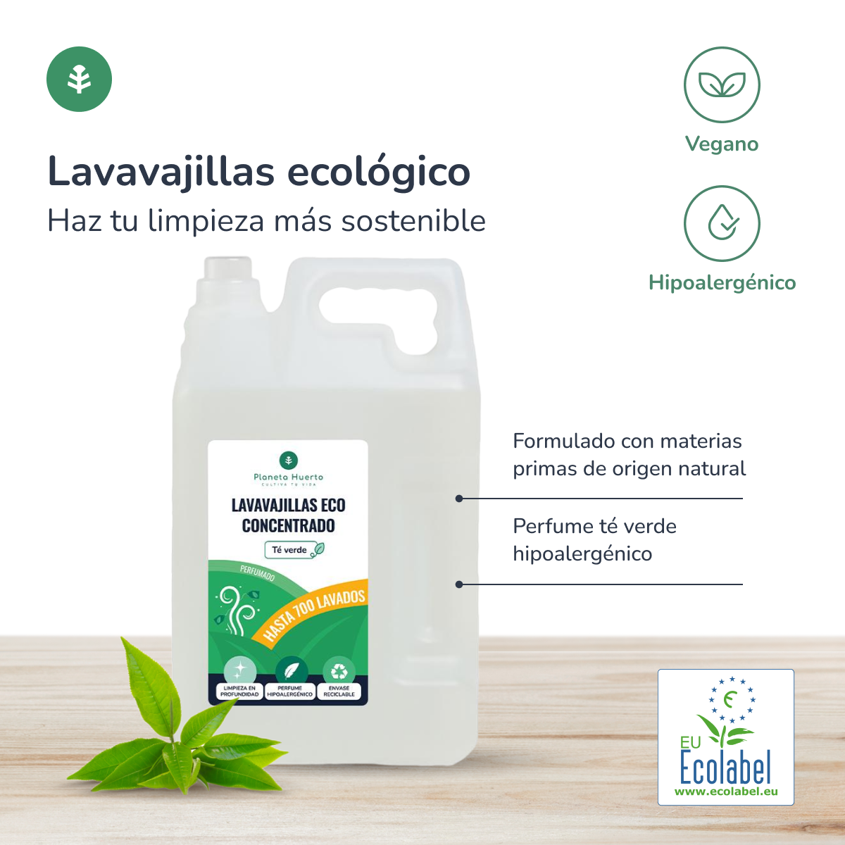 Lavavajillas Manual Té Verde ECO  Planeta Huerto 5l