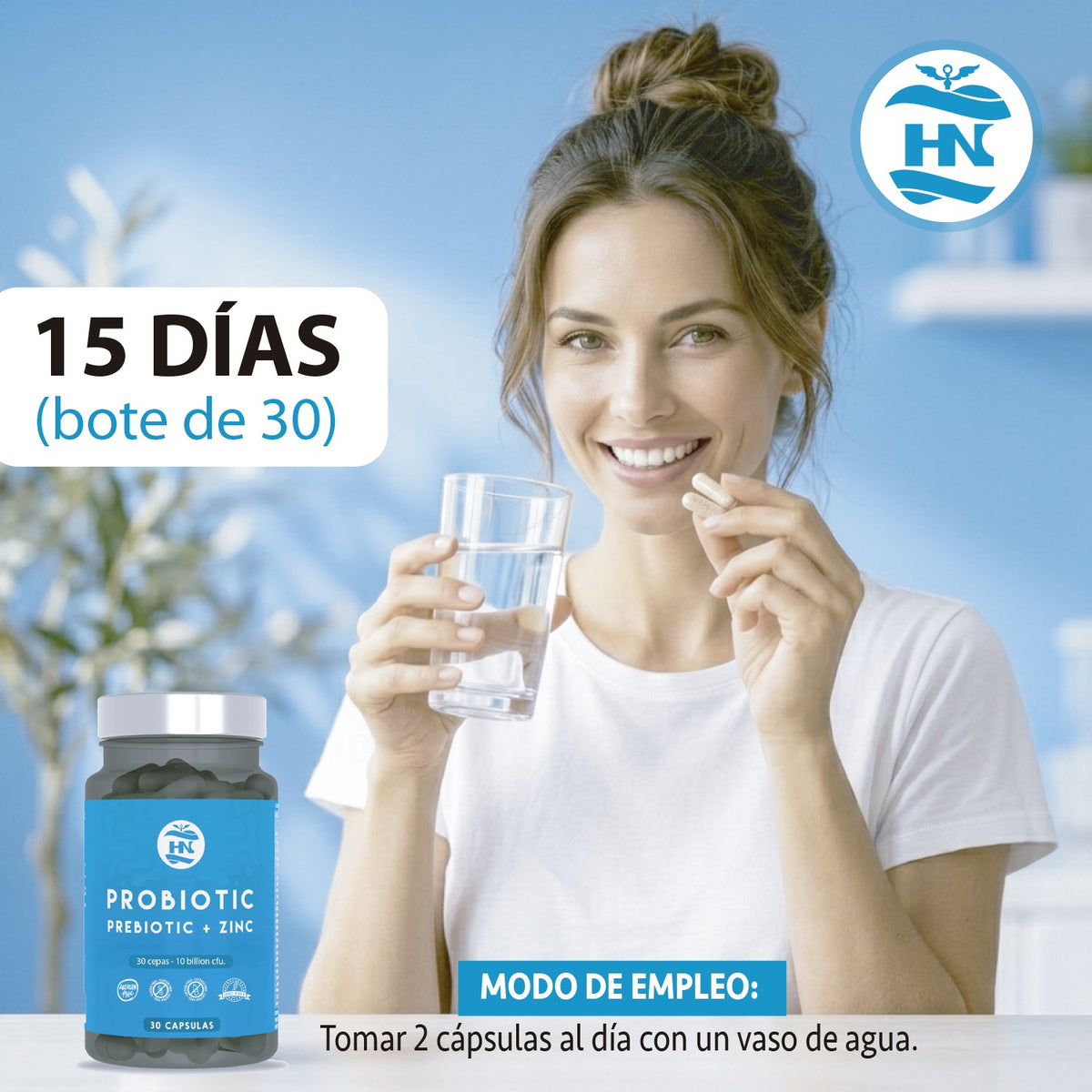Probióticos Y Prebióticos Intestinales Con Zinc Pack 2 X 30 Cápsulas (60 Cápsulas) - 30 Cepas Bacterianas Hn_3