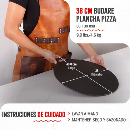Victoria Plancha Inducción Hierro Fundido Curado, Budare 38cm Pizza, Crepes Para Fuego, Barbacoa, Horno, 34573, Negro_4