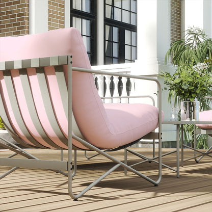 Outsunny Conjunto De Jardín Exterior De 4 Piezas Con Cojines Gruesos Rosa_3