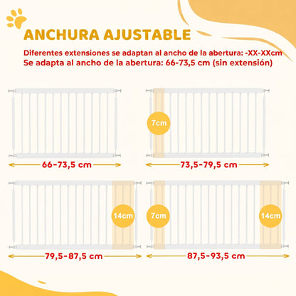 Pawhut Barrera De Seguridad Para Perros Pequeños Extensible 67-93,5 Cm Blanco_4
