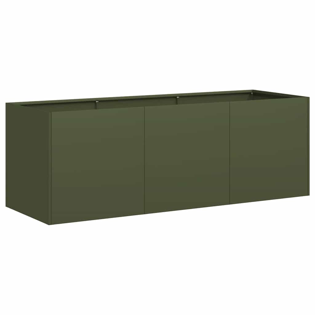 Jardinera De Acero Laminado En Frío Verde Oliva 120x40x40 Cm_0