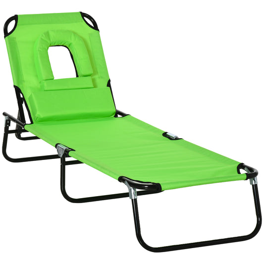 Tumbona Plegable Outsunny Acero Y Tela Oxford Verde 190x56x28 Cm_0