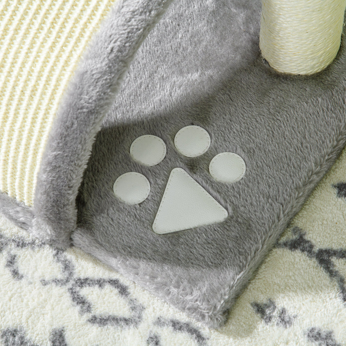 Pawhut Árbol Rascador Para Gatos 2 Niveles Con Poste Tablero Para Rascar Gris_3