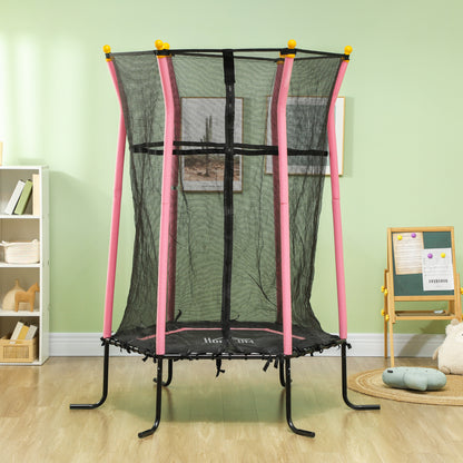 Cama Elástica Infantil Homcom Acero, Pp Rosa 122x111x190 Cm_1
