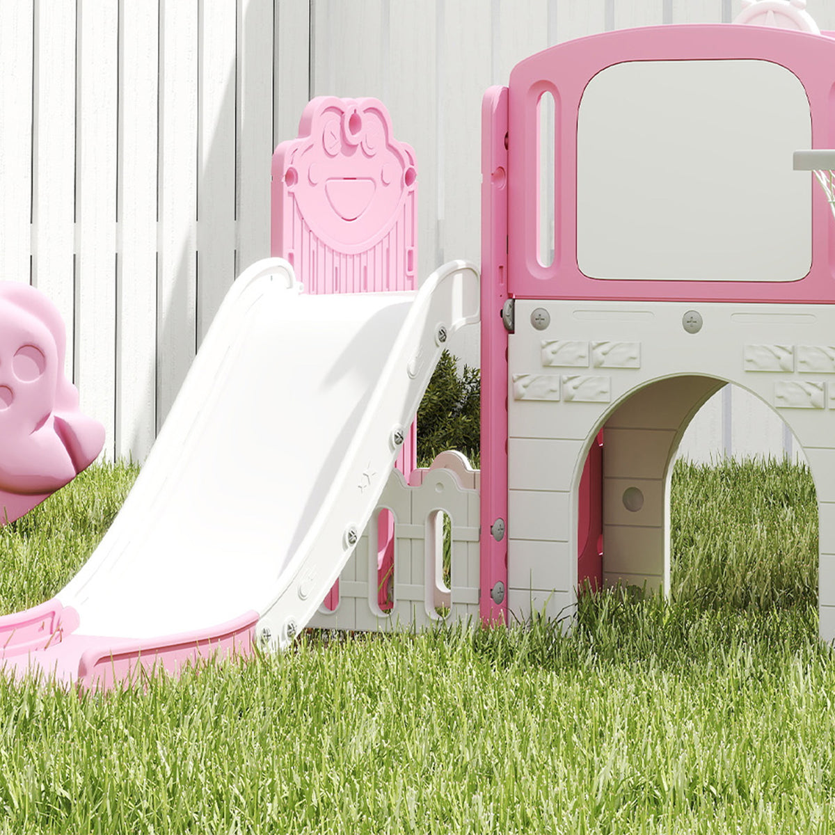Tobogán Infantil Aiyaplay Hdpe, Pp Rosa 176x150x94 Cm_3