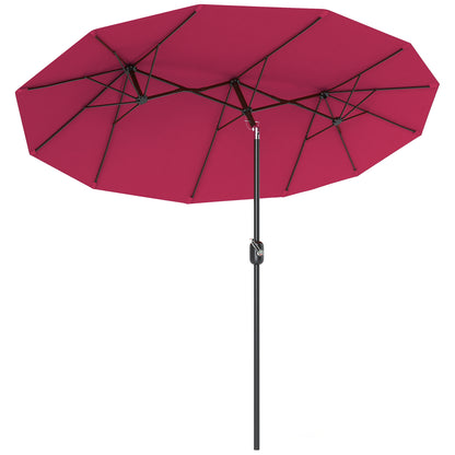 Outsunny Sombrilla Doble 295x152x222 Cm Con Inclinación De 45° Manivela Rojo_0