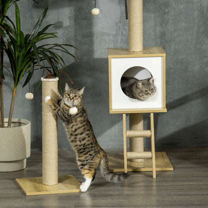 Pawhut Árbol Para Gatos Del Suelo Al Techo 220-260cm Con Altura Ajustable Caseta_3