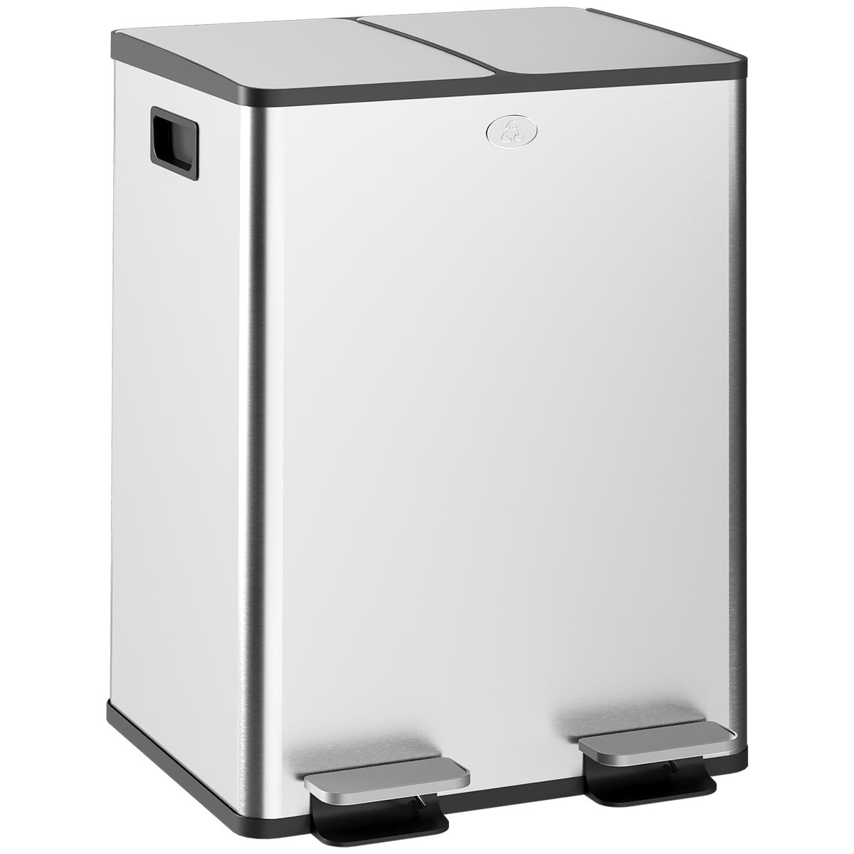 Balde De Lixo Homcom Aço Inoxidável 410 E Plástico Pp Prata 41,7x36,6x56,7 Cm_0