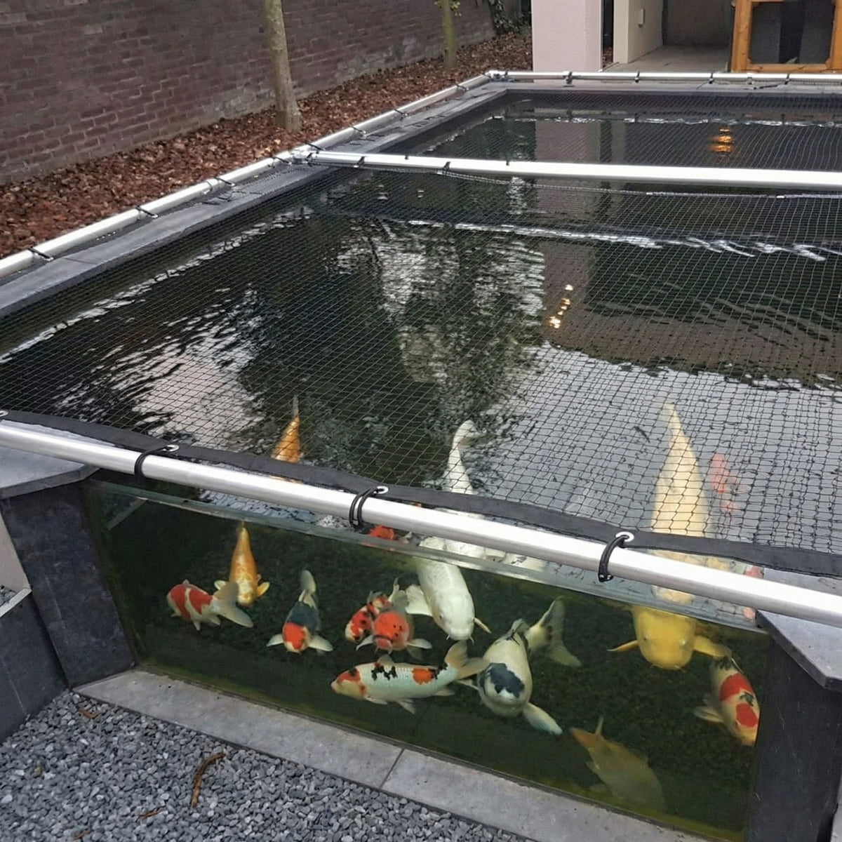 Cover Net Red Estanque 4x3m - Malla 10mm - Negro/verde - Con Estacas_5