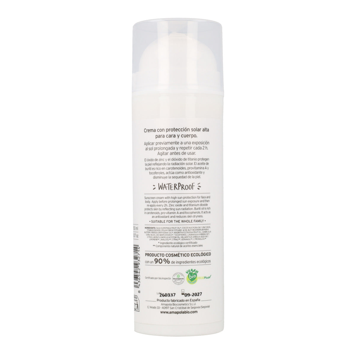 Protector solar infantil SPF 50 Amazonia Amapola 125 ml