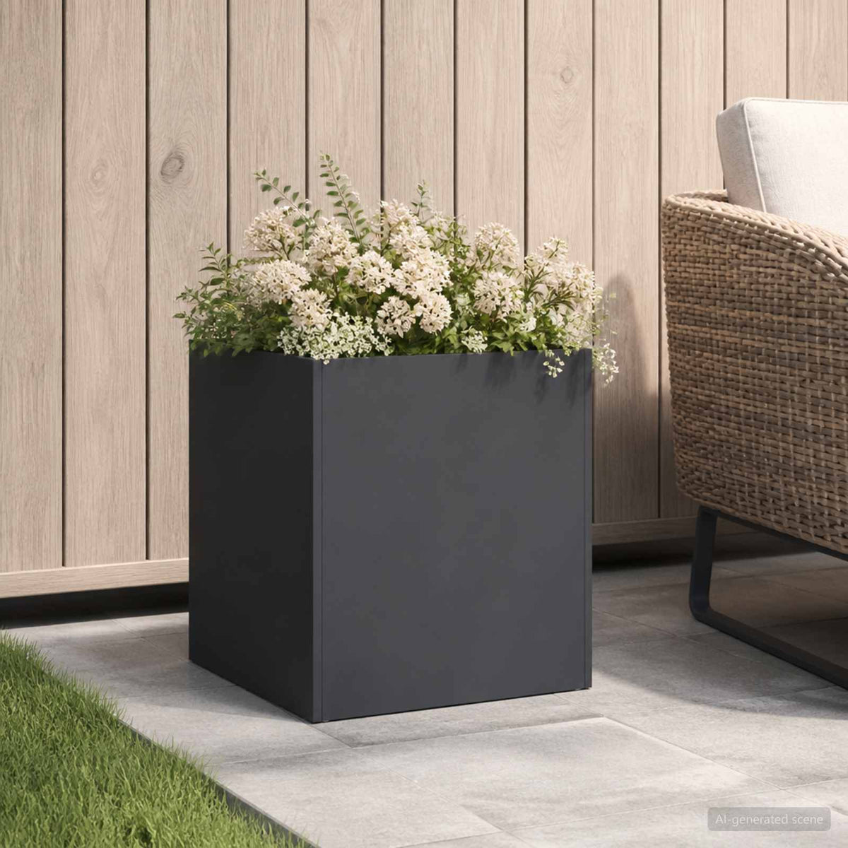 Macetero De Jardín Negro 45 X 45 X 45 Cm Acero Laminado En Frío_1