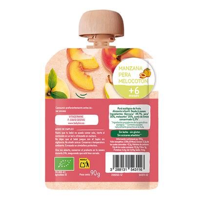 Pouch de Manzana, Pera y Melocotón (a partir de los 6 meses )BabyBio 90g