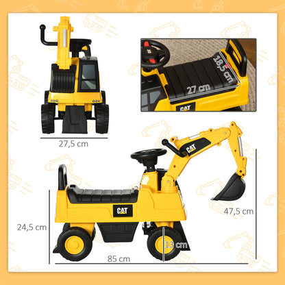 Homcom Excavadora Con Licencia Caterpillar Para Niños 85x27,5x47,5 Cm Amarillo_2