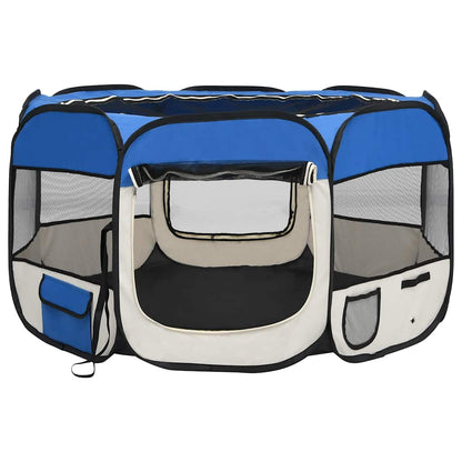 Parque De Perros Plegable Y Bolsa Transporte Azul 110x110x58cm_2
