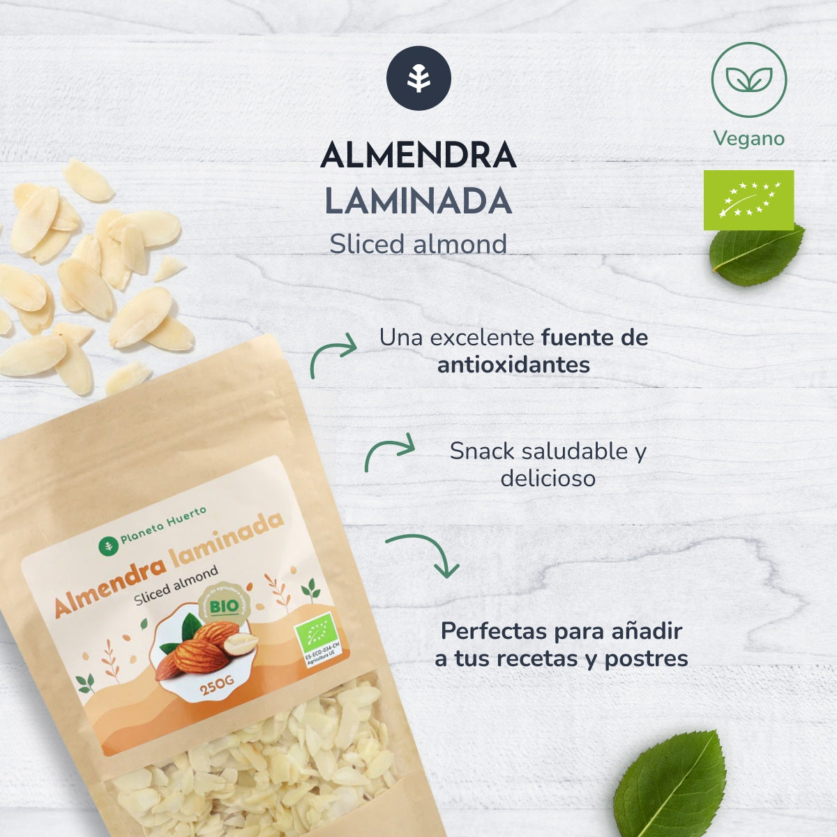 Almendra laminada ECO Planeta Huerto 1 kg