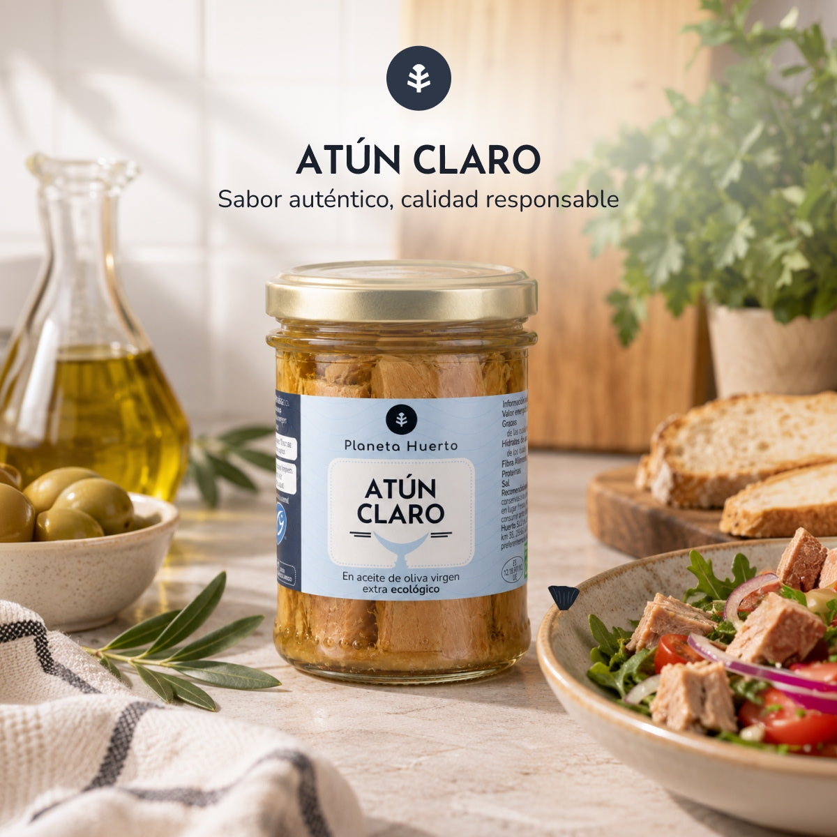 Pack 12x Atún claro MSC en aceite de oliva virgen extra ECO Planeta Huerto 200 g