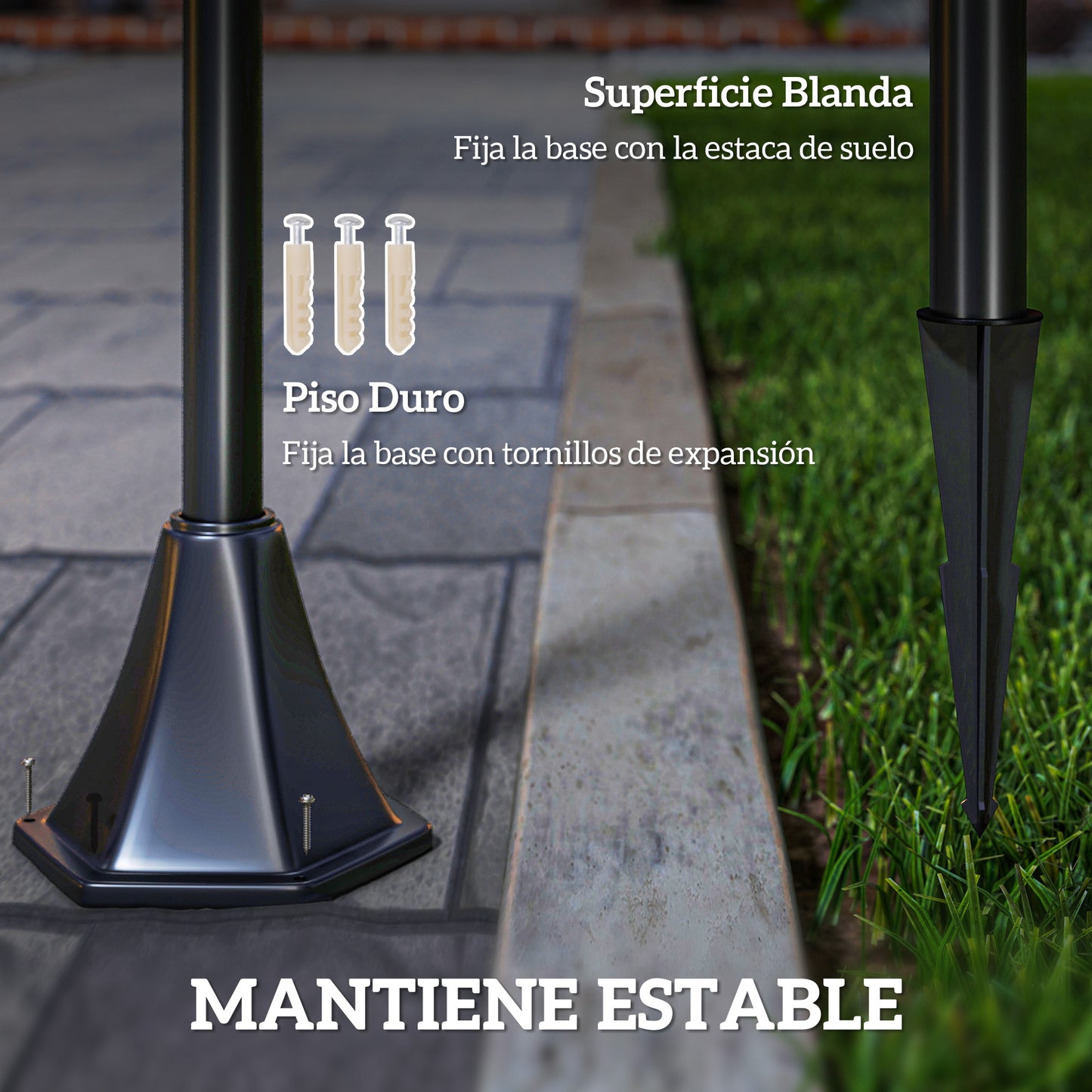 Outsunny Farola Solar Para Jardín Con Panel Solar 18x18x160 Cm Negro_3