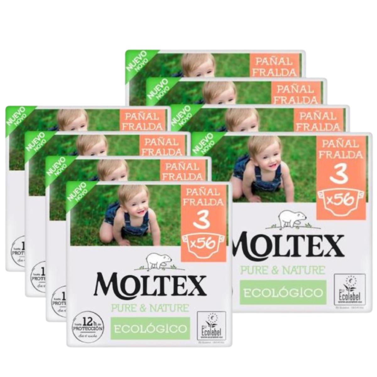 Pack Ahorro Pañales T3 (4-10 kg)  Moltex Pure & Nature, 448 Uds