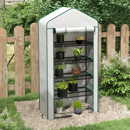 Outsunny Invernadero De Jardín De 5 Niveles Diseño Ensanchado 90x49x193cm Blanco_1
