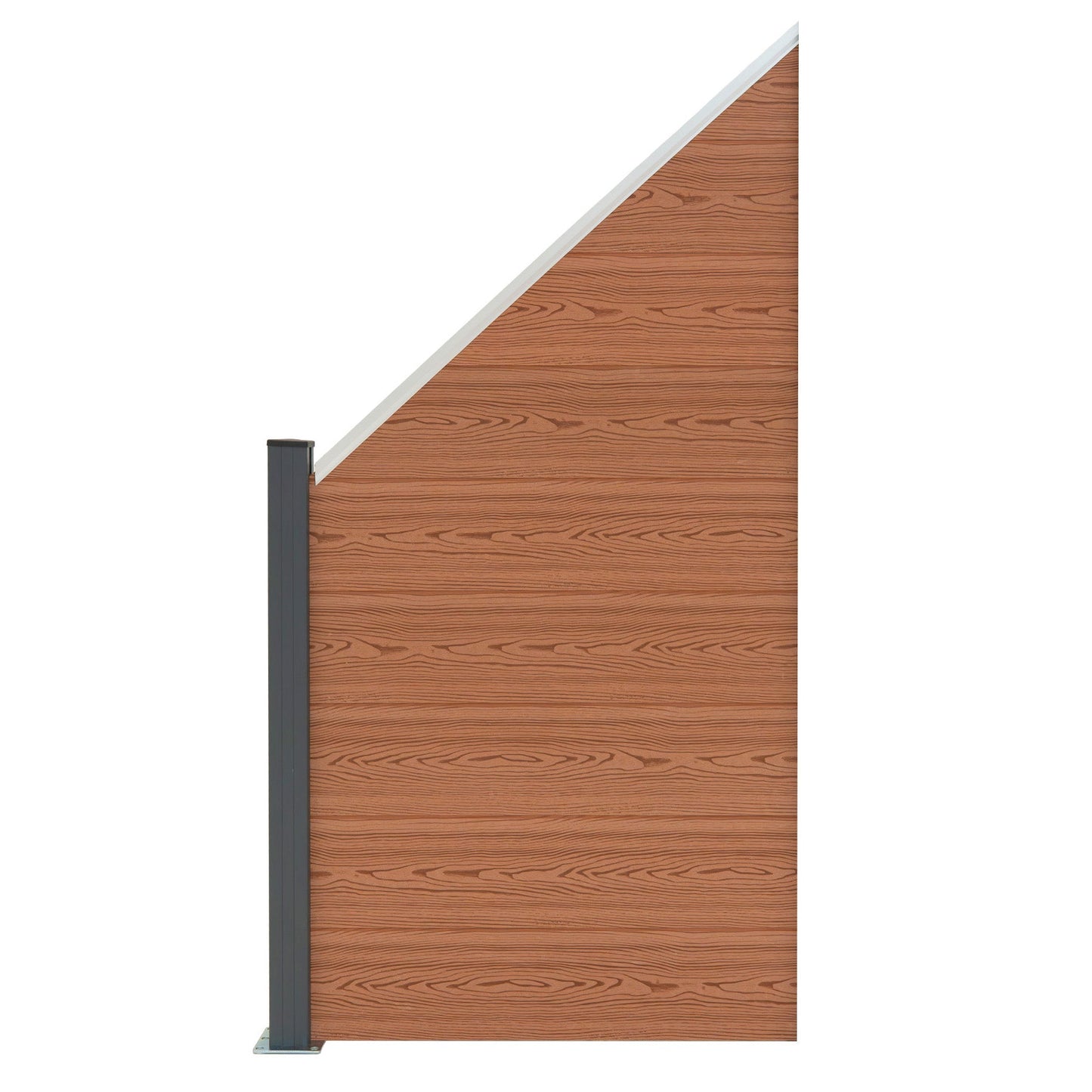 Vallas Para Exteriores De Wpc Y Aluminio - 1x Panel Oblicuo + 1x Poste | Marrón_2